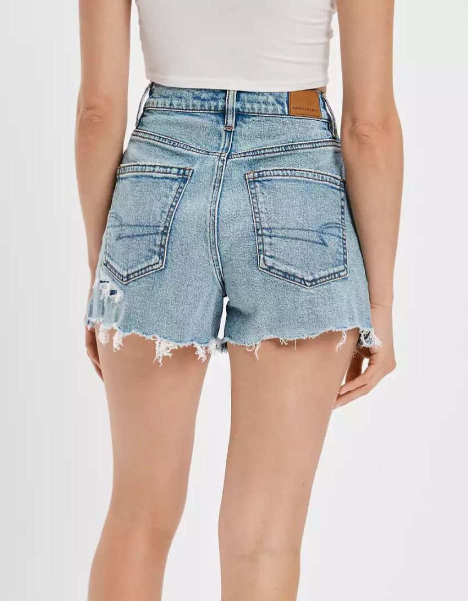 Shorts American Eagle AE Stretch Denim Highest Taille '90s Boyfriend Indigo Lavage Femme | RAN-31194371